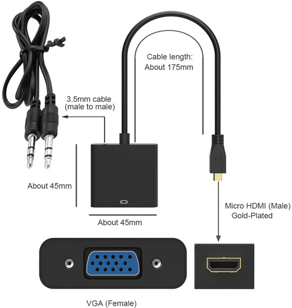 Конвертер micro-HDMI to VGA