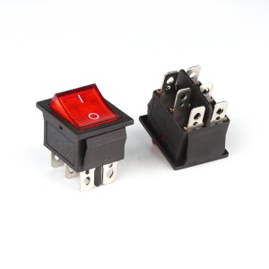 Выключатель с подсветкой красный KCD4, DPDT (On-On), 250В/16A
