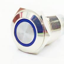 Металлический круглый кнопочный мини переключатель с подсветкой LED, синий