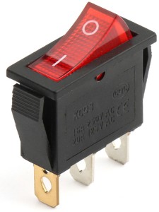 Перемикач клавішний вузький KCD3-101-3P ON-OFF 3-х контактний червоний