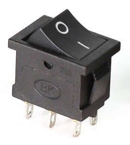 Выключатель KCD2-202-6P ON-OFF (6A 250V) DPDT 6 pin (черный)
