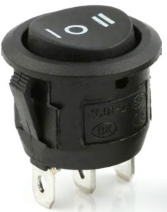 Переключатель круглый KCD1-201-3P ON-OFF-ON 3-х контактный 6A 220V чёрный