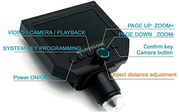 Микроскоп цифровой портативный 1-600X 3.6MP с HD OLED дисплеем 4.3