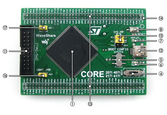 Плата процессора Core407I с микроконтроллером STM32F407IGT6 для Core Board