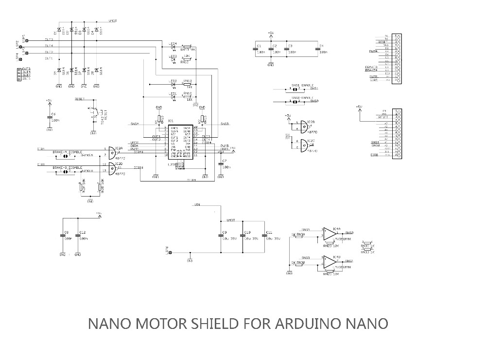 Схема шилда драйвера двух моторов Arduino Nano
