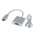 Конвертер HDMI на VGA (з аудіо, колір білий або чорний)