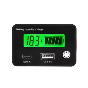 Цифровой автомобильный вольтметр 12В USB/Type-C с подержкой QC3.0