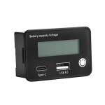 Цифровой автомобильный вольтметр 12В USB/Type-C с подержкой QC3.0