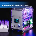 Корпус Pironman Raspberry Pi 4 с активным охлаждением, M.2 SATA SSD адаптером, OLED дисплеем, ИК приемником и кнопкой включения