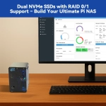 Корпус Pironman 5-MAX з модулем PCIe на два слоти NVMe M.2 з підтримкою RAID 0/1 для Raspberry Pi 5