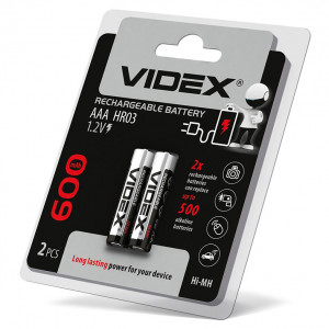 NiMH акумулятор Videx AAA HR03 1.2В 600 мАг (2 шт)