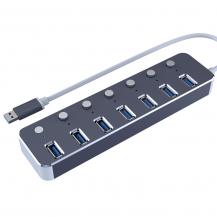 Высокоскоростной алюминиевый 7-портовый USB-хаб 3.0 с портом питания