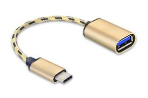 OTG кабель USB 3.0 AF - Type-C тканинне оплетення (різні кольори)