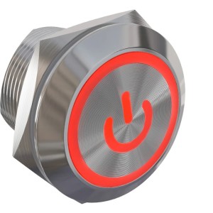 Металевий круглий кнопковий перемикач з фіксацією та підсвічуванням LED 12В, червоний