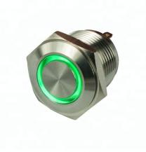 Металлический круглый кнопочный мини переключатель с подсветкой LED, зеленый