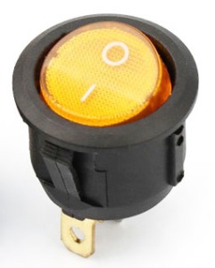 Переключатель круглый c подсветкой KCD1-201-3P ON-OFF 3-х контактный, 6A, 220V, жёлтый