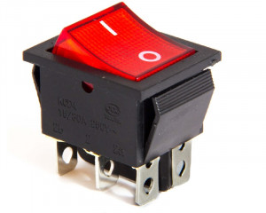 Выключатель 15А 250В 6-pin с подсветкой, красный