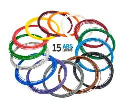 Набор ABS пластика для 3D ручки 1.75 мм 15 цветов по 10 м