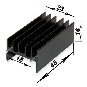 Радиатор алюминиевый 45 мм черный для транзисторов TO-220