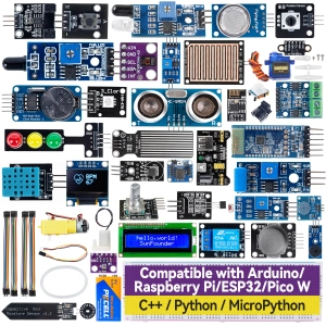 Універсальний набір датчиків SunFounder для розробників, сумісний з Arduino Mega 2560/Uno R3/R4 Minima / WiFi Nano, Raspberry Pi 5/4B/3B+/Zero 2 W/, Pico W, ESP32