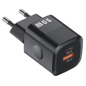 Мережевий зарядний пристрій Kuulaa 20W GaN USB + Type-C PD QC 3.0 Black