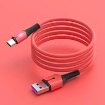 USB-кабель силикон 5А Type-C 1.5м красный