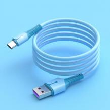 USB-кабель силикон 5А Type-C 1.5м голубой