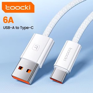 Кабель USB Toocki Type-A/Type-C 1.5м білий (66W)