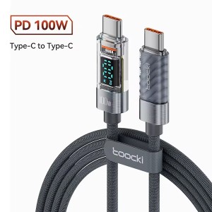 USB-кабель Toocki 100W Type-C з індикацією потужності 1м