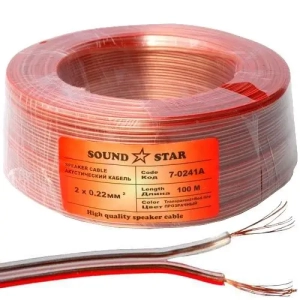 Кабель акустичний Sound Star 2x0.22 CCA прозоро-червоний (1 м.)