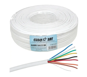 Кабель сигнальний Eurosat, 8 жил, без екрану, 8х0.22мм, CCA, білий, 1м