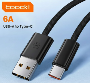 Кабель USB Toocki Type-A/Type-C 1м черный (66W)