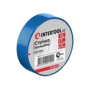 Стрічка ізоляційна, 0.15х17мм 10м синя INTERTOOL IT-0010