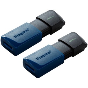 Флеш-накопичувач Kingston 64 ГБ USB3.2 Gen 1 DataTraveler Exodia M (чорний + синій) 2 шт.