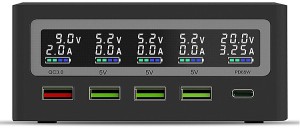 Настольный 5-портовый блок питания PinePower 120Вт (с беспроводной зарядкой)
