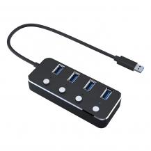 Високошвидкісний алюмінієвий 4-портовий USB-хаб 3.0 з портом живлення