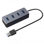 Високошвидкісний алюмінієвий 4-портовий USB-хаб 3.0 з портом живлення