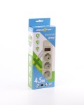 4.5м сетевой фильтр Maxxter SPM3-G-15G, 3 розетки, серый