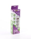 3.0м мережевий фільтр Maxxter SPM3-G-10G, 3 розетки, сірий