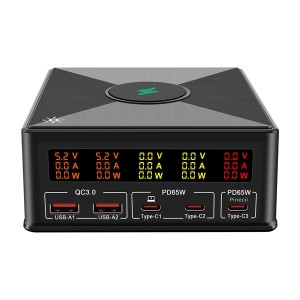 Настольный 5-портовый блок питания PinePower 165Вт (с беспроводной зарядкой)