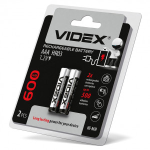 NiMH аккумулятор Videx AAA HR03 1.2В 600 мАч (2 шт)