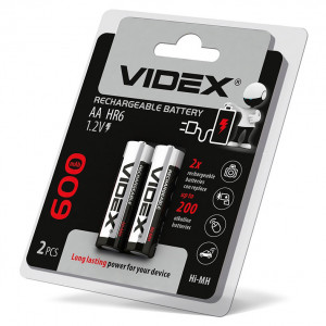 NiMH акумулятор Videx AA HR6 1.2В 600 мАг (2 штуки, блістер)
