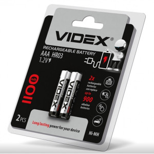 NiMH акумулятор Videx AAA HR03 1.2В 1100 мАг (блістер, 2 штуки)
