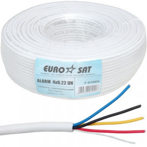Кабель сигнальний "Eurosat", без екрану, 4 жили (4х0,22мм) CCA, білий, 1м