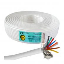 Кабель сигнальний VKcable, 8 жил, в екрані, 8х0.22мм, CCA, білий, 1м