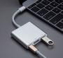 Адаптер 3 в 1 Type-C to HDMI+PD+USB 3.0 (цвет - серебристый или золотистый)