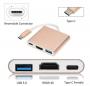 Адаптер 3 в 1 Type-C to HDMI+PD+USB 3.0 (цвет - серебристый или золотистый)