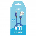 Кабель Dotfes Lightning to USB A01 Cloth Texture красный (100см)