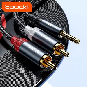 Аудиокабель Toocki TRS-2RCA 1м черный