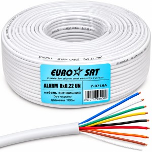Кабель сигнальный "Eurosat", 8 жил, без экрана, 8х0.22мм, CCA, белый, 1м